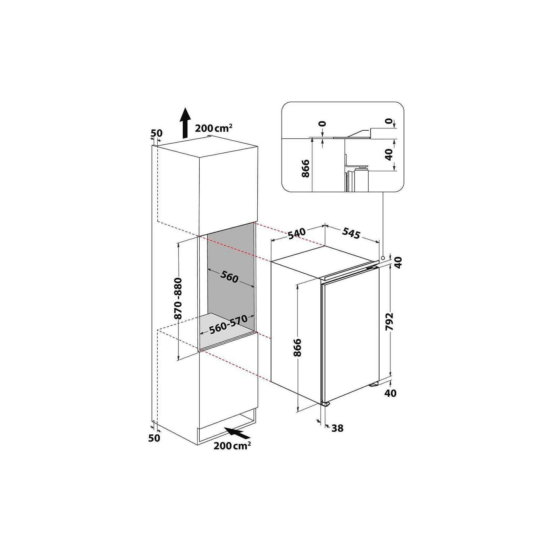 keuken, kookplaat, onderbouwkoelkast, afmetingen, installatieplan