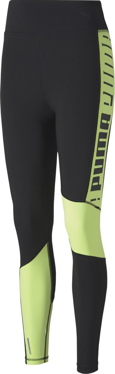 PUMA - Maat XS- Train Logo High Rise 7/8 Tight - Puma Black-Fizzy Yellow - Vrouwen