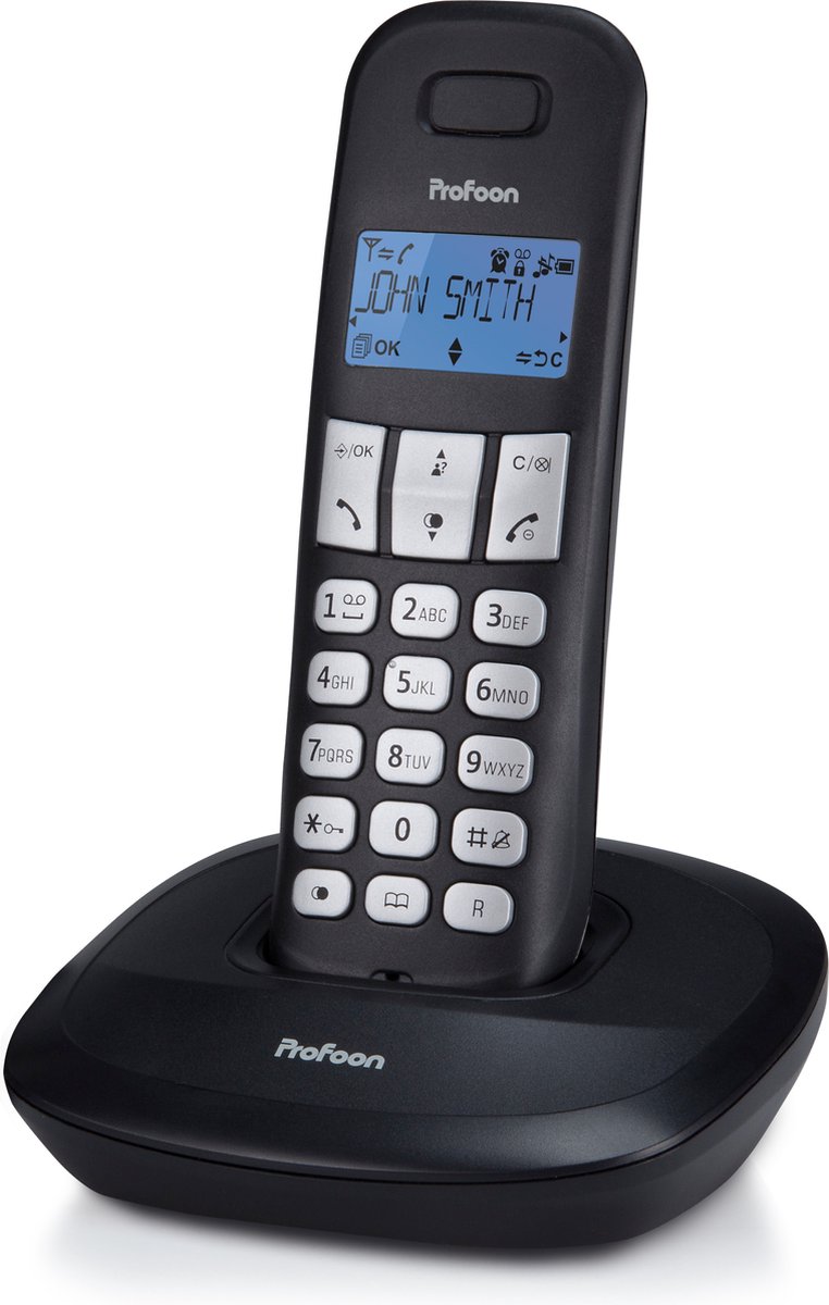 Profoon PDX-1100 DECT telefoon - 1 Handpost - Duidelijk verlicht display - Zwart