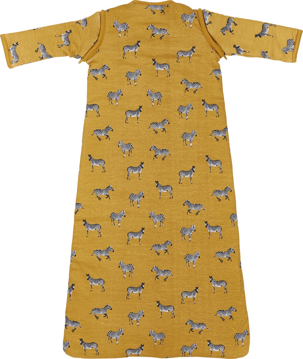 Meyco Zebra Animal winter baby slaapzak met afritsbare mouw gevoerd - 70 cm - Honey Gold