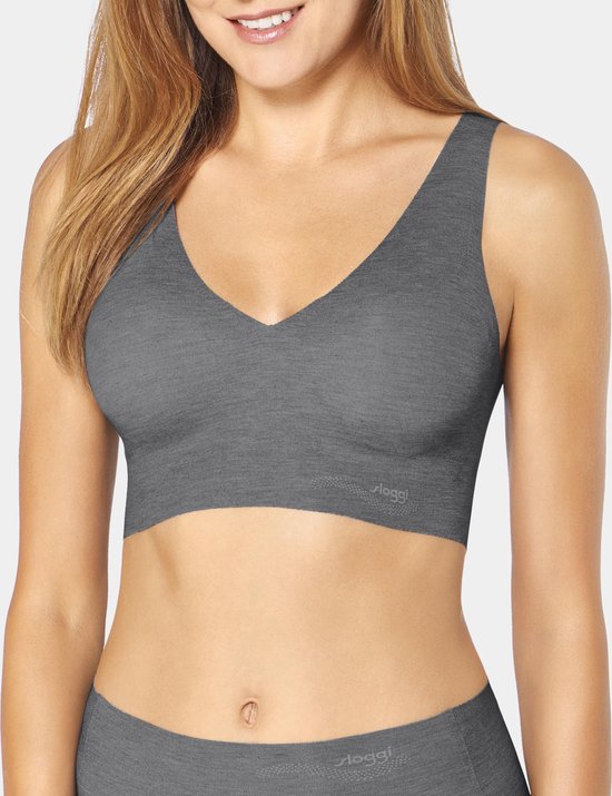Sloggi - L -  ZERO Feel Natural Dames Beha Top - Donkergrijs