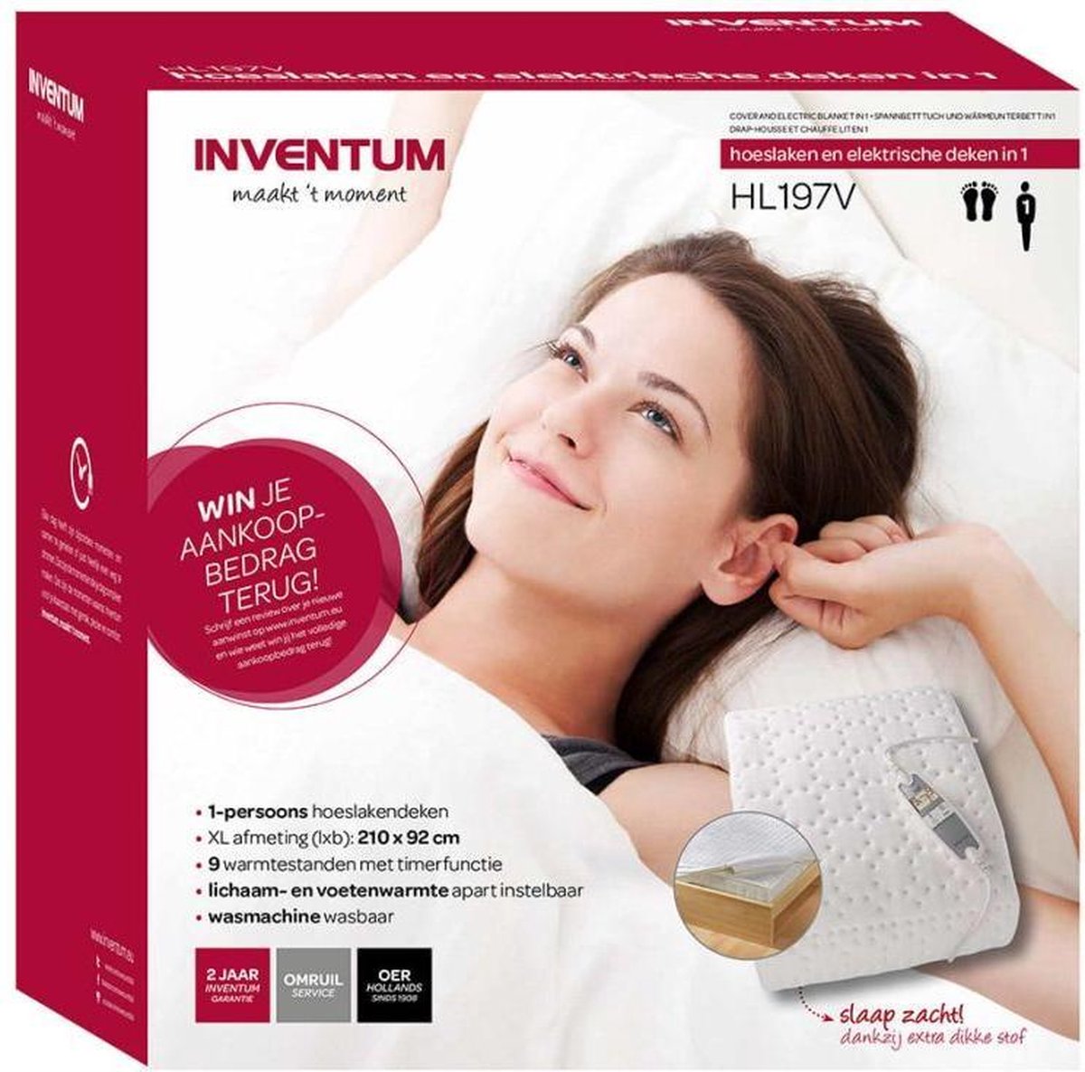 Inventum HL197V - Elektrische Onderdeken - 210x92 cm - Wit