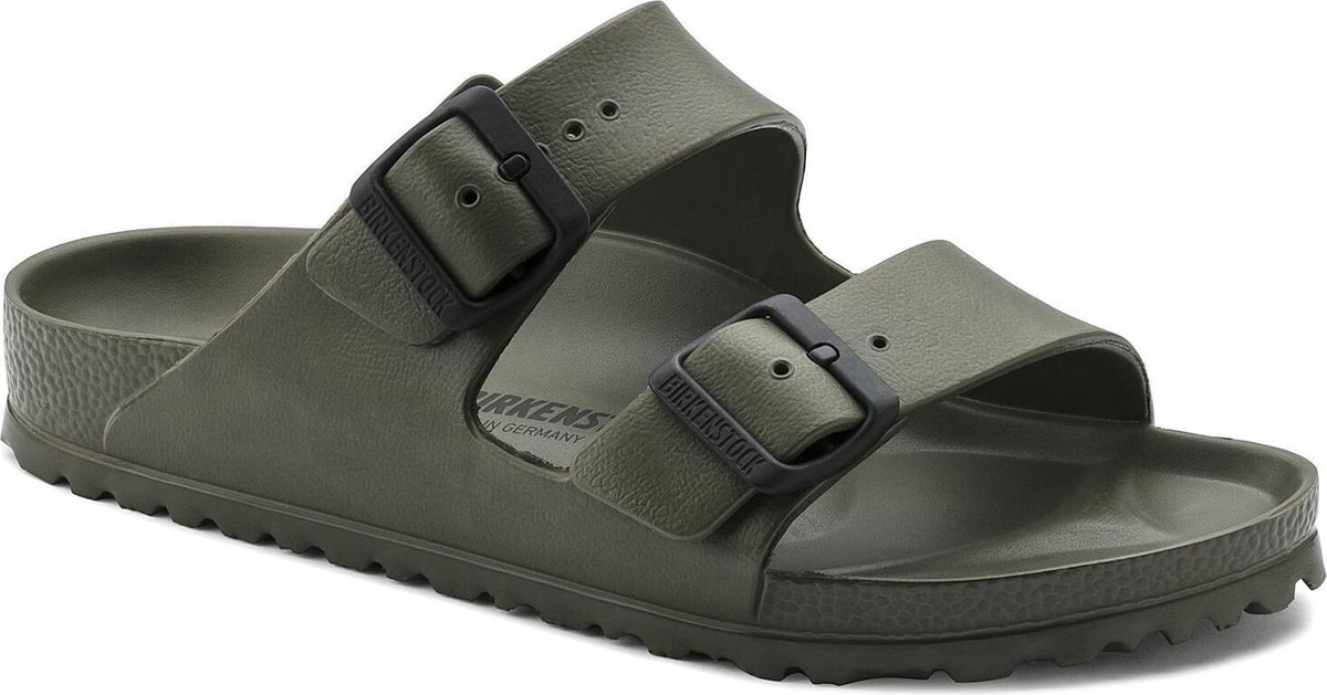 slippers, sandalen, slip-on, dubbelband, grijs
