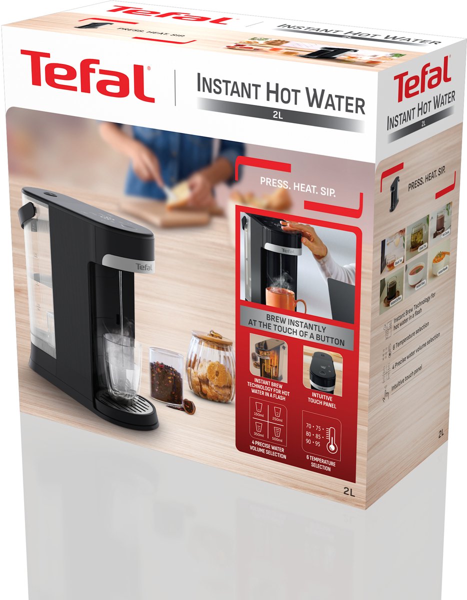 Tefal Instant Hot Water BR3508 - Heetwaterdispenser - Instant Waterkoker - 2L - Instelbare Temperatuur en hoeveeheid - Compact Design