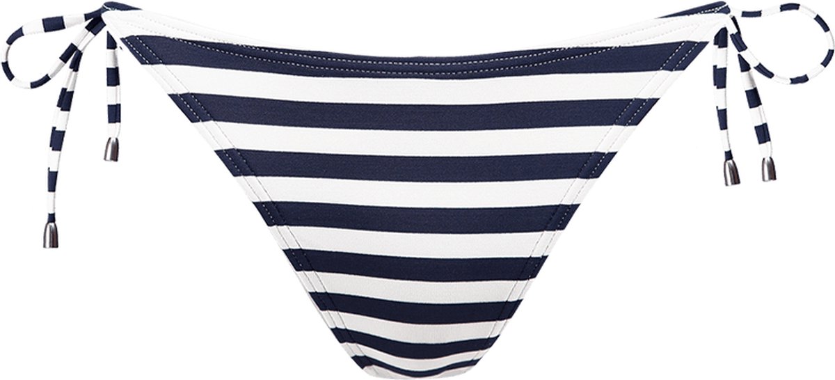 bikini, swimwear, striped, navy, two-piece?