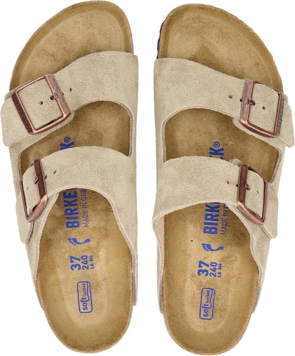 Birkenstock - 39 - Arizona SFB VL Narrow Dames Slippers - Taupe - Maat 39