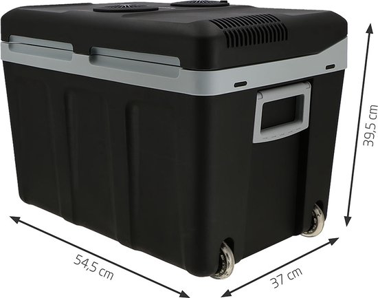 cooler, portable, wheeled, black, lid