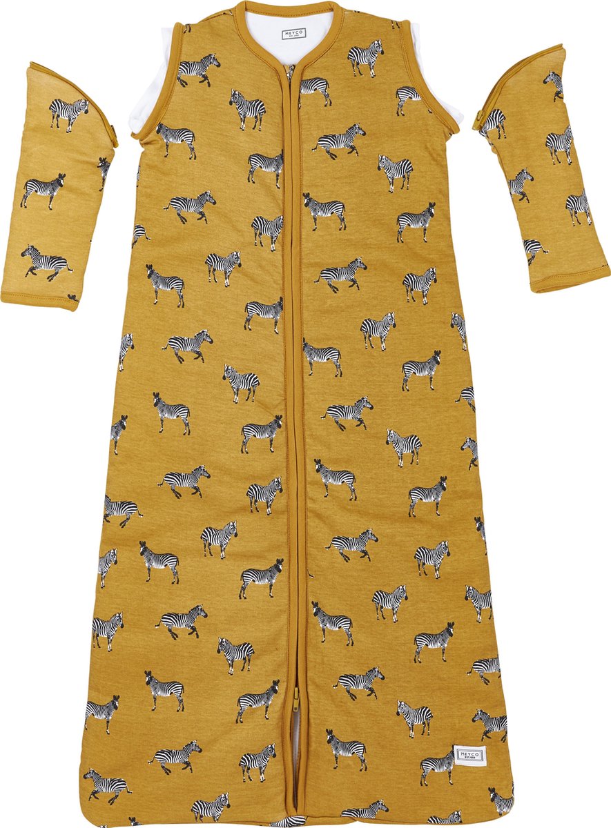 Meyco Zebra Animal winter baby slaapzak met afritsbare mouw gevoerd - 70 cm - Honey Gold