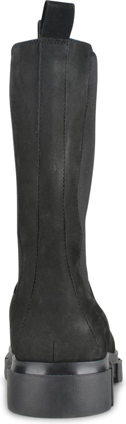 PS Poelman Lynn Dames Nubuck Leren Chelsea- Maat 41 - Enkellaarzen met Elastiek - Zwart