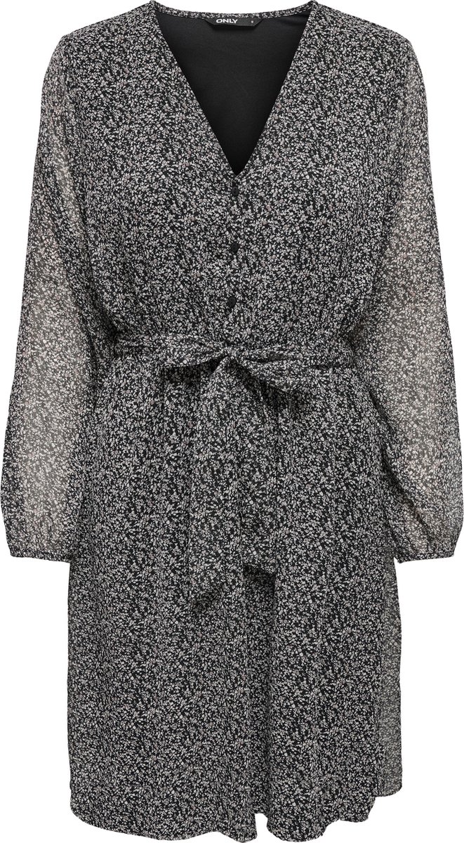 jurk, achterkant, knoopsluiting, tie-dye, lange mouwen