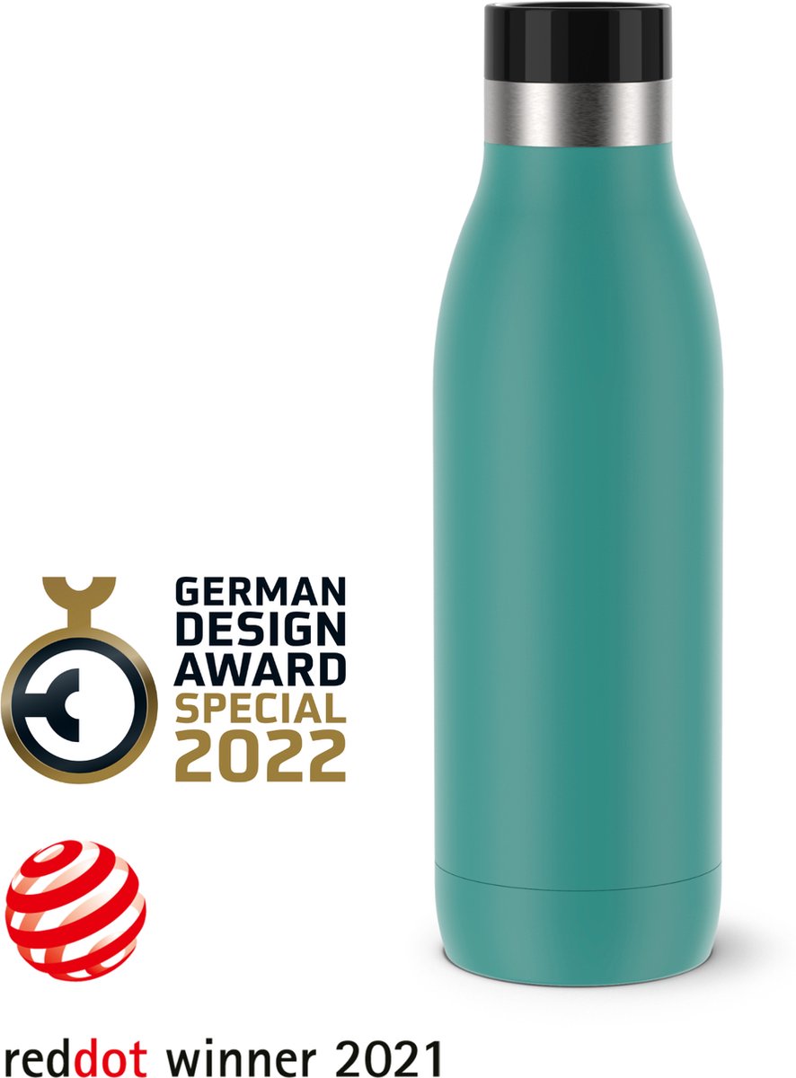 water bottle, eco bottle, stainless steel, teal color, award winner