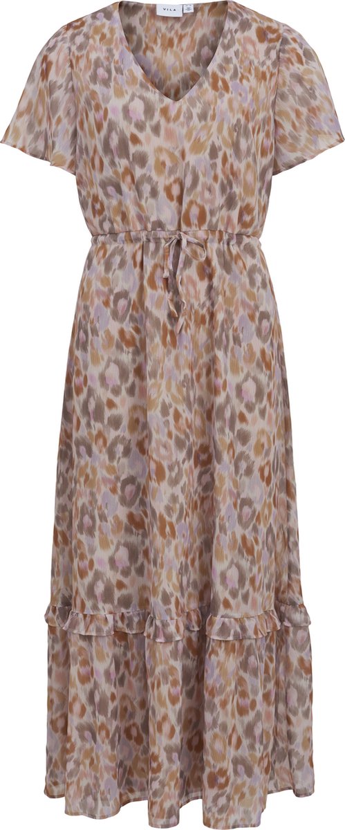 VILA - Maat 36 - VIFILIE LEO V-NECK S/S ANCLE DRESS/SU Dames Jurk