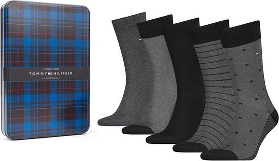 Tommy Hilfiger Birdeye Tin Giftbox 5P Heren Sokken - Maat 43-46