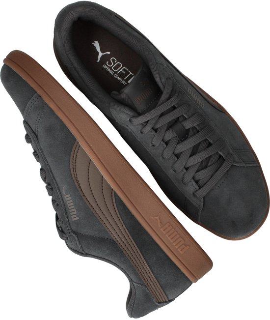 sneakers, zwart, leer, gum sole, gum zool