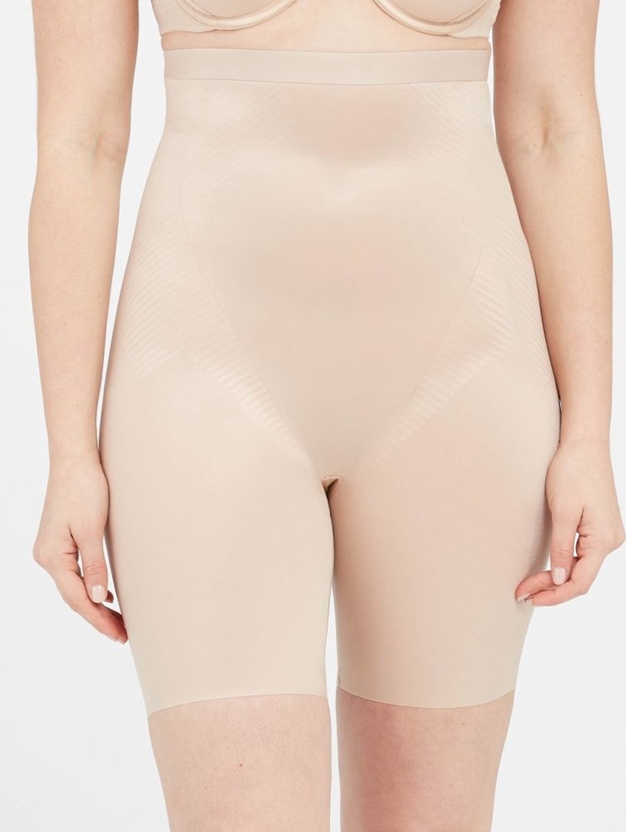 Spanx - Maat XL - Thinstincts 2.0 High Waisted Mid Thigh Short - Beige