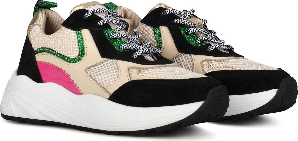 PS Poelma - maat 40 - TRIANGLE Dames Sneakers - Zwart met combinatie