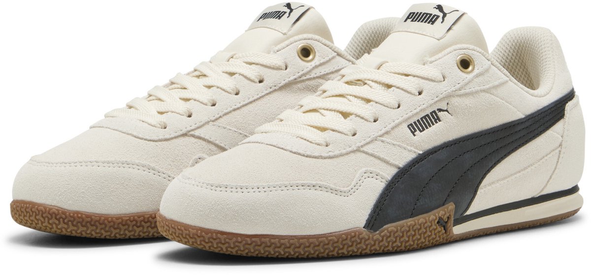 sneakers, canvas, crème, zandkleurige zool, puma-logo