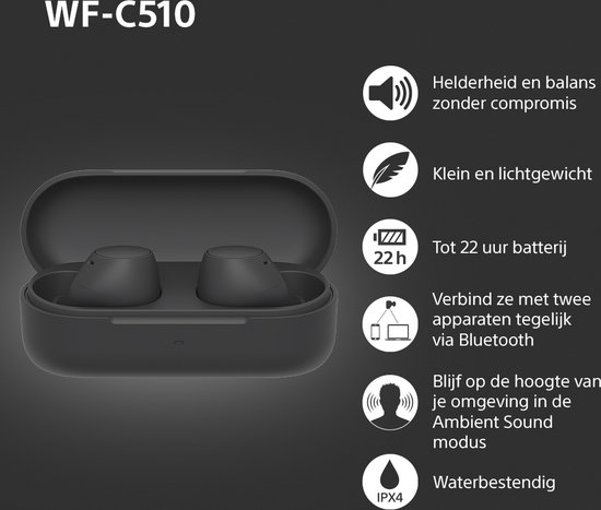 Sony WF-C510 – Draadloze oordopjes - Zwart