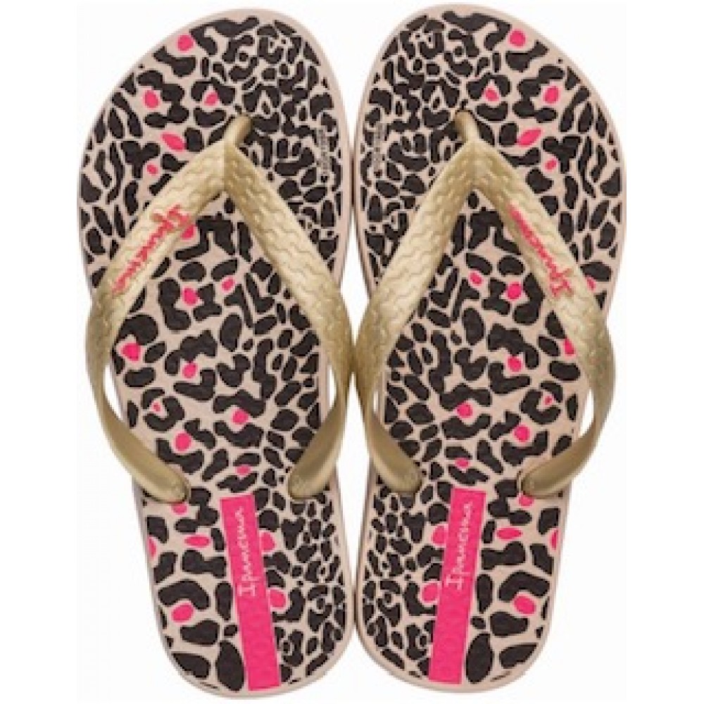 havaianas, slippers, leoprint, plat, veters