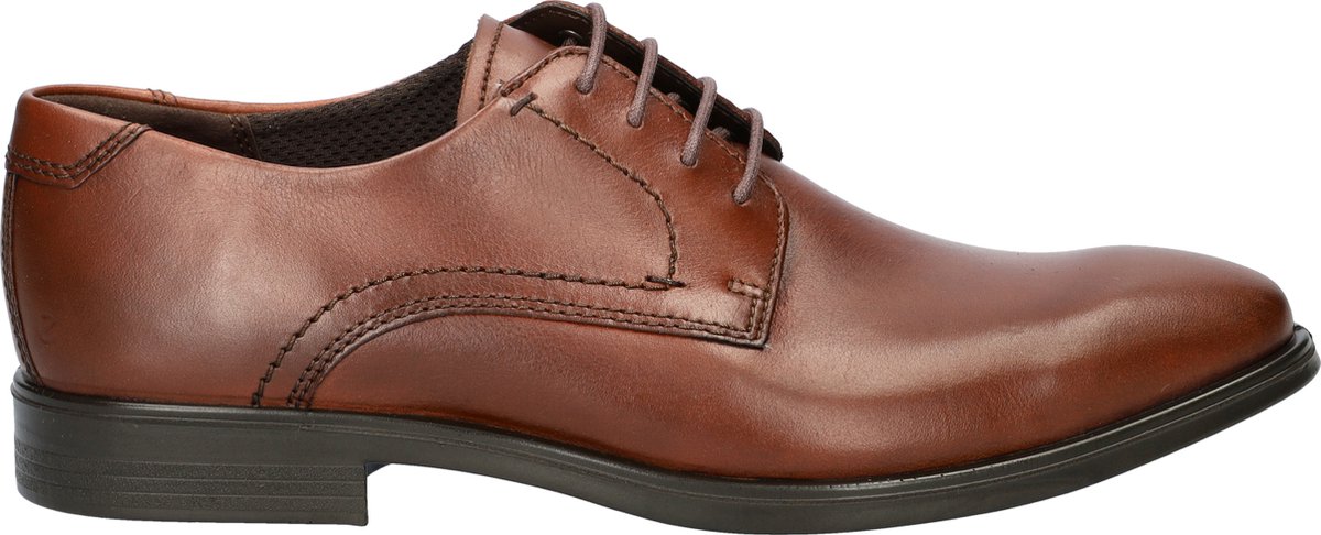 herenschoen, lederen schoen, bruine kleur, luxe schoen, vatrug sluiting
