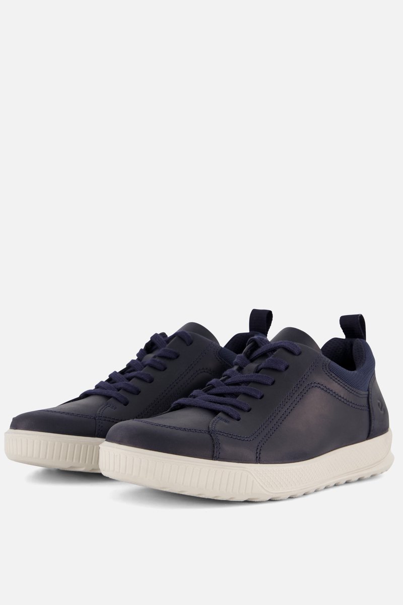 sneakers, leren, donkerblauw, wittezool, casual