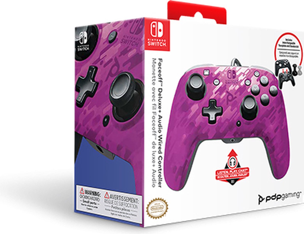 Faceoff Deluxe+ Nintendo Switch Controller - Purple Camo