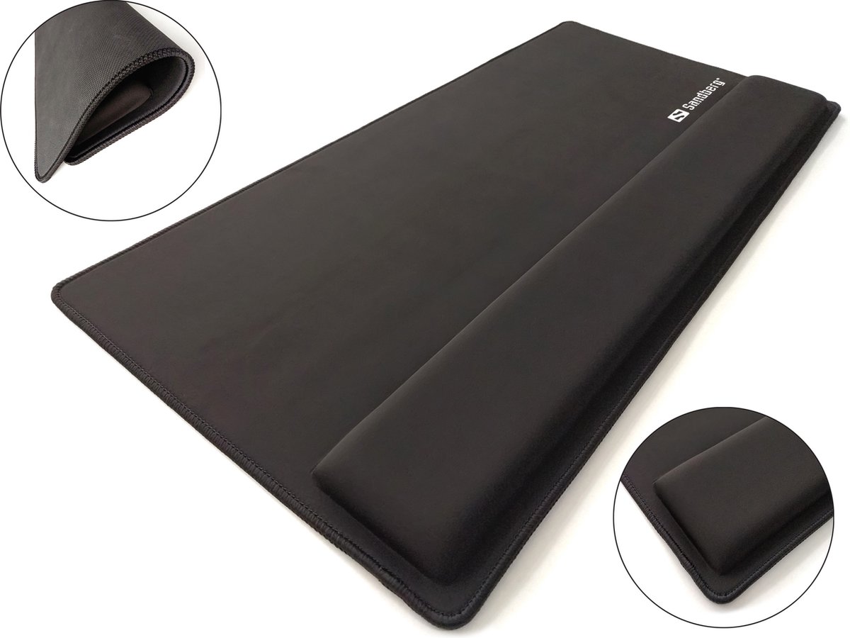 mousepad, desk mat, non-slip, padded edge, black