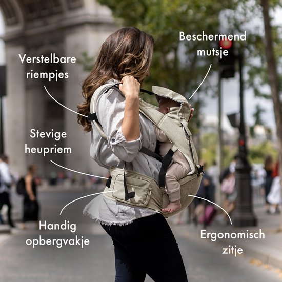 Deryan Pack Luxe Ergonomische draagzak - Babydrager + Opbergvakjes - Zand