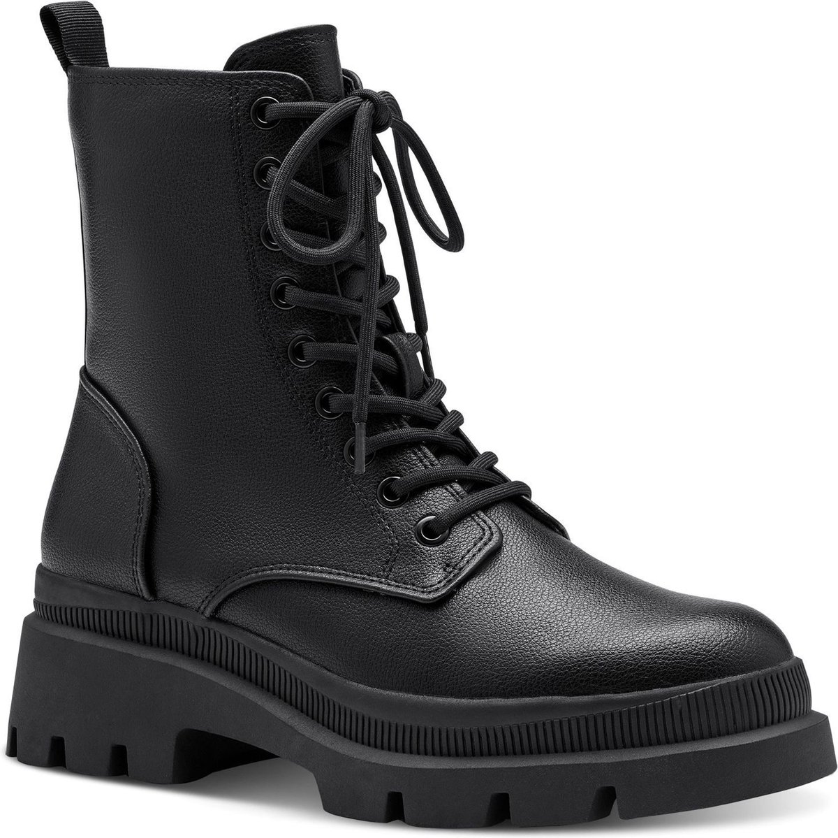 Tamaris -Maat 37-  ESSENTIALS-Dames Lace Boot Flat-Tamaris Vegan-zwart matt
