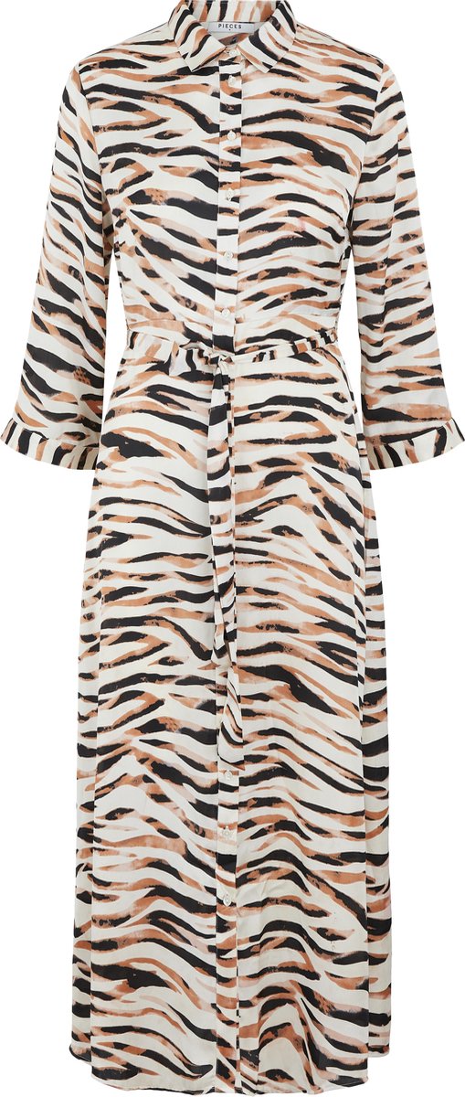 jurk, tijgerprint, zebra print, korte mouwen, knoopsluiting