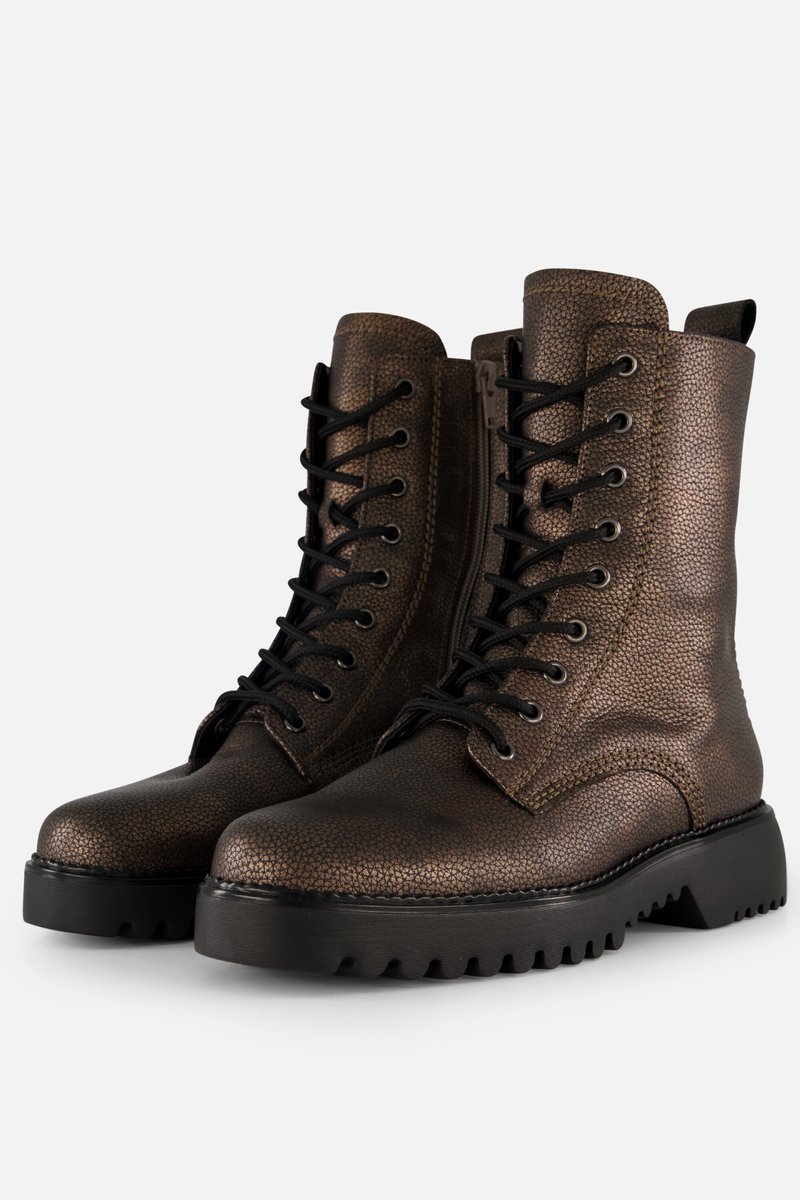 laarzen, combatboots, bruine kleur, landingszool, pebbled leer