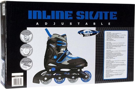 Nijdam Junior Inlineskates - Semi-Softboot - Zwart/Blauw/Grijs - 30