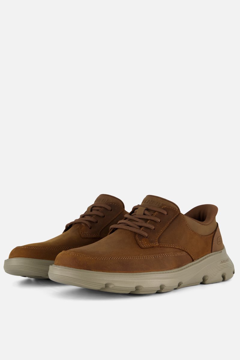 leder, bruine schoenen, luchtdemping, wandel/sneaker, laag profiel sole