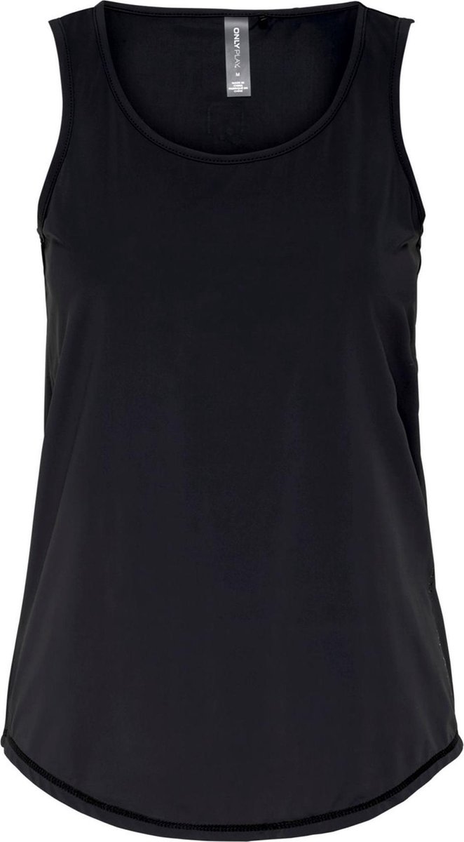 tanktop, zwart, mouwloos, vrouw, kledingstuk