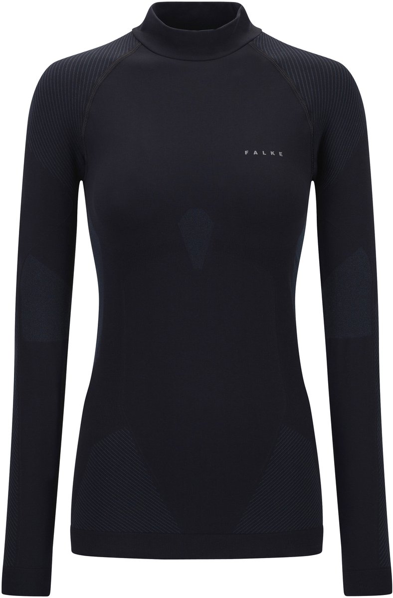 turtleneck, långarmad, baselag, zwart, stretchweefsel