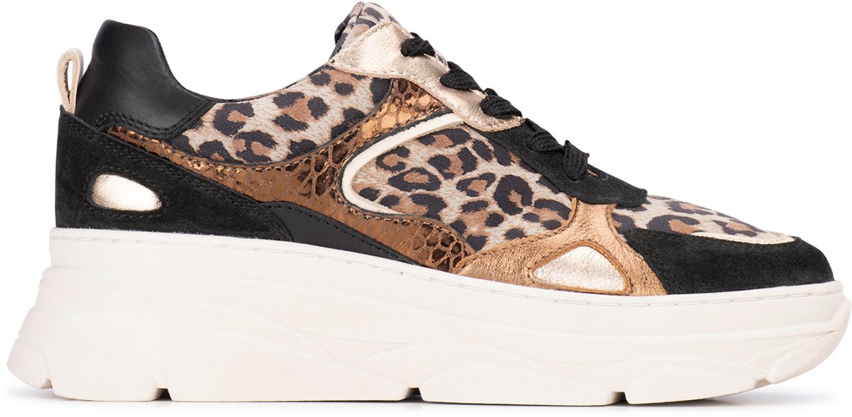 sneaker, leopard, hoge zool, wedge sole, luxe materialen
