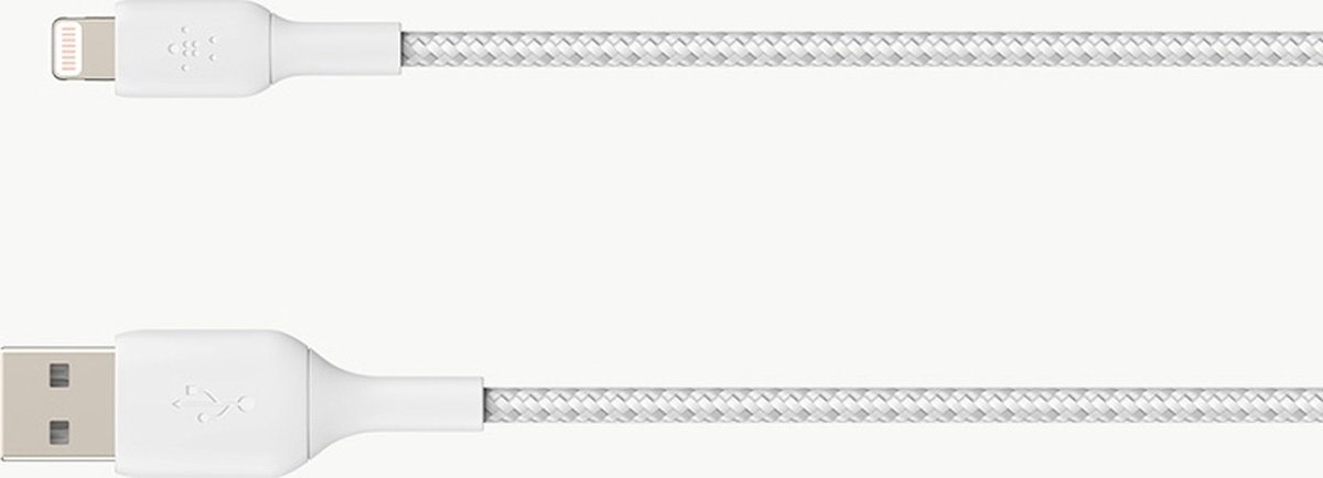 Belkin Braided iPhone Lightning naar USB kabel - 3m - wit