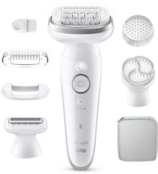 Braun Silk·épil 9 9-061 - Wet & Dry Epilator - Langdurig Gladde Huid - Flexibele Kop - Ladyshave Scheerkop, Trimmerkam en Exfoliatieborstel