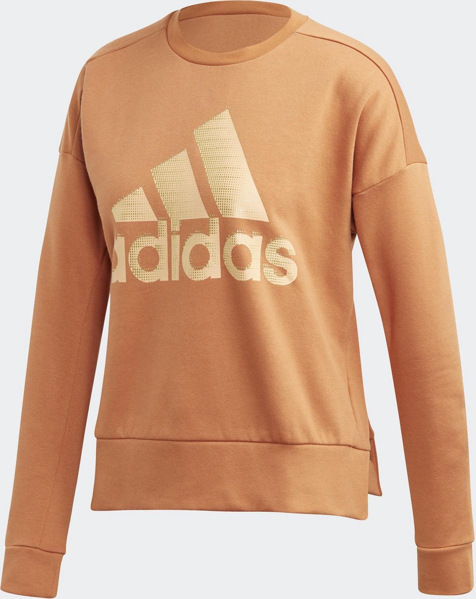 adidas - Maat XS - W Id Glam Sweat Dames Sporttrui - Tech Copper