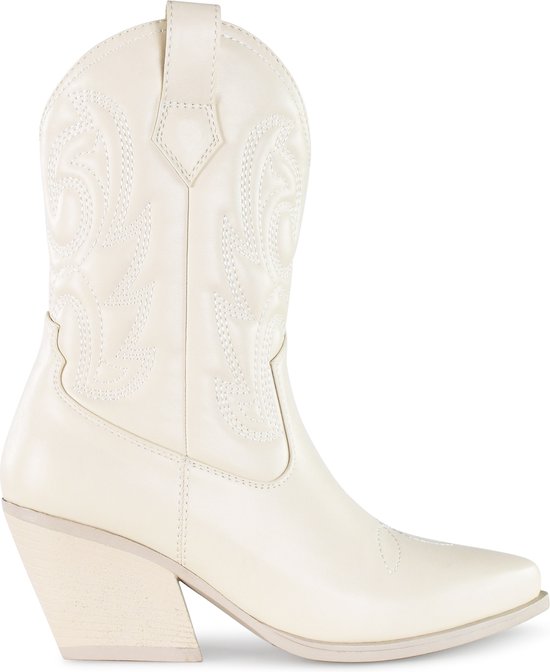 POSH by Poelman -maat 39- JUUL Dames Western Enkel Laarzen - Off White
