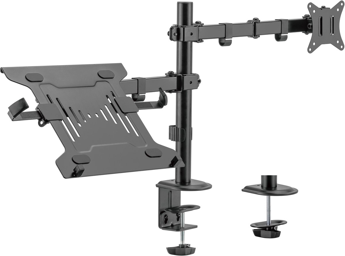 monitorarm, desk mounting, articulating arm, vesa mount, dual clamp