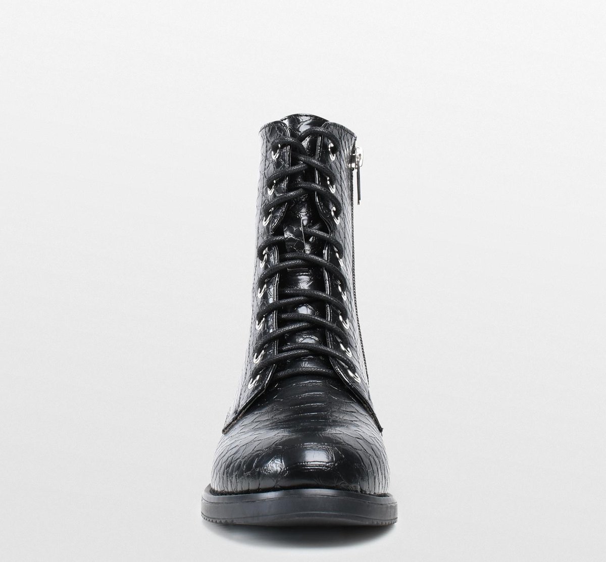 PS Poelman Dames - Maat 38 -YARI PU Imitatieleren Slangenprint Veter Laarzen Boots met Ritsstluiting