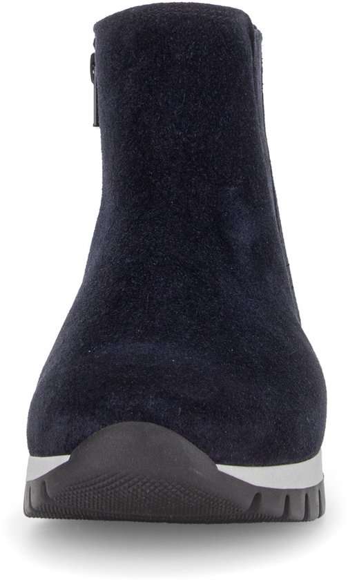 ankleboot, suede, navy, slipon, sole