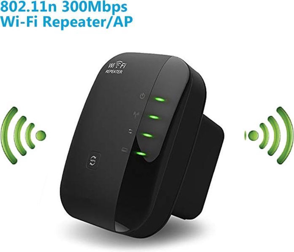 WiFi Versterker stopcontact - Zwart- Wifi Repeater - 300Mbps - Draadloos - Overal internet - Signaal