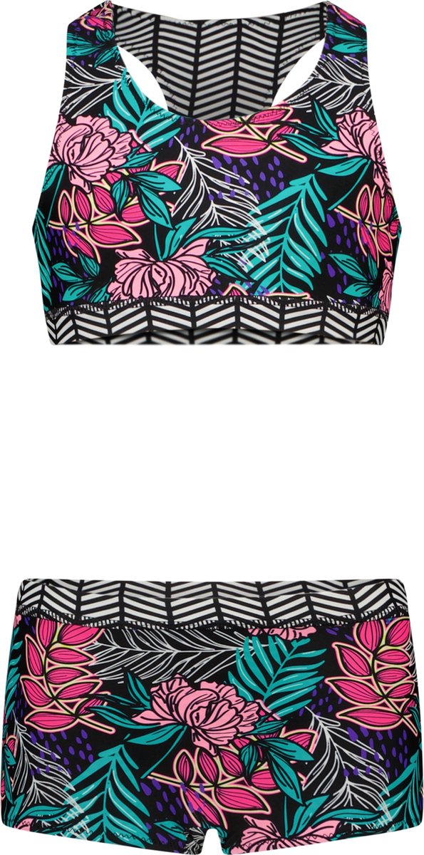 bikini, tweepart, tropisch, bloem, patroon