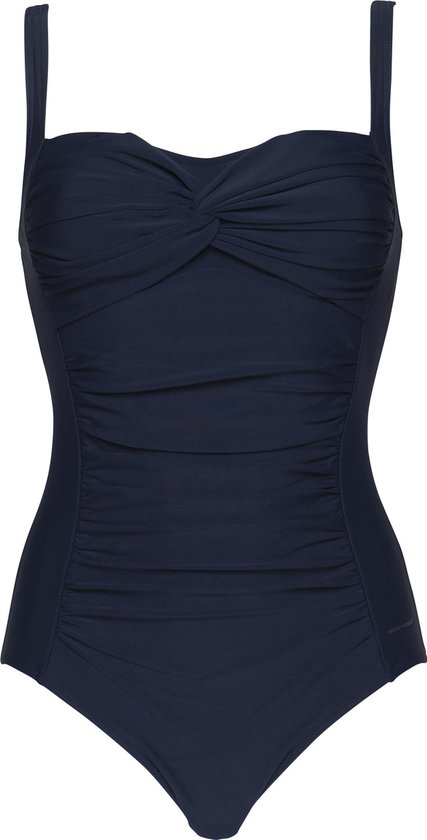 swimsuit, one-piece, ruched, navy, straps