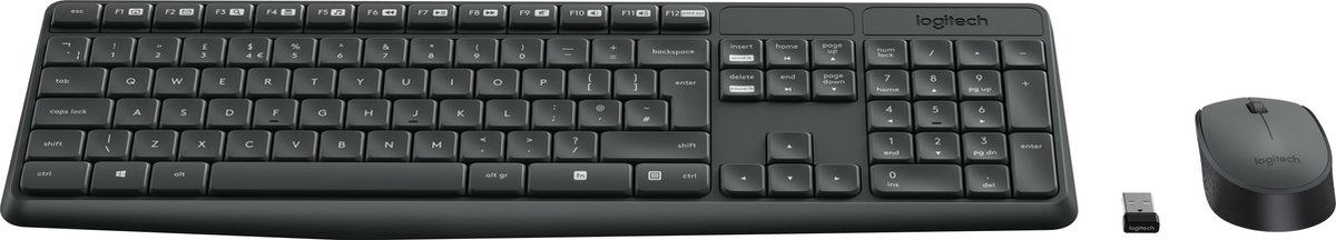 Logitech MK235 - Draadloos Toetsenbord en Muis - AZERTY - Donkergrijs