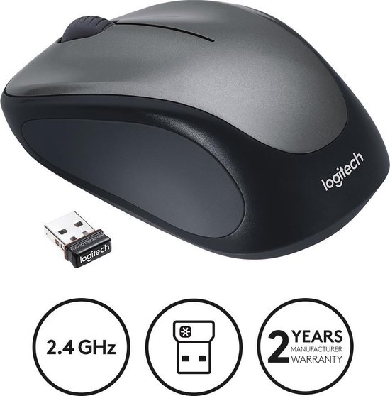 Logitech-M235-Draadloze-Muis-Grijs-Zwart-2 Logitech M235 - Draadloze Muis - Grijs/Zwart