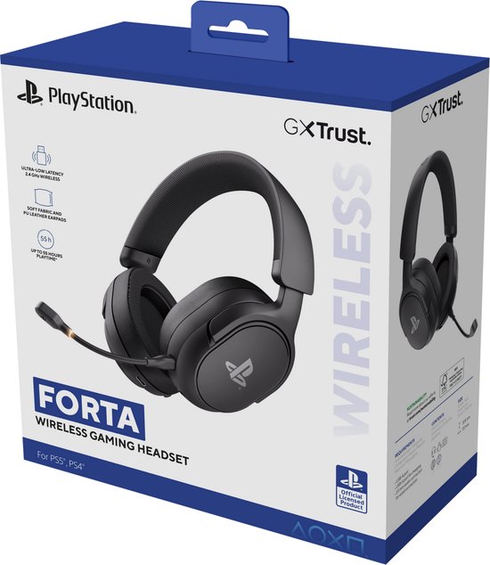 gaming headset, wireless, over-ear, USB mic, grijs/zwart