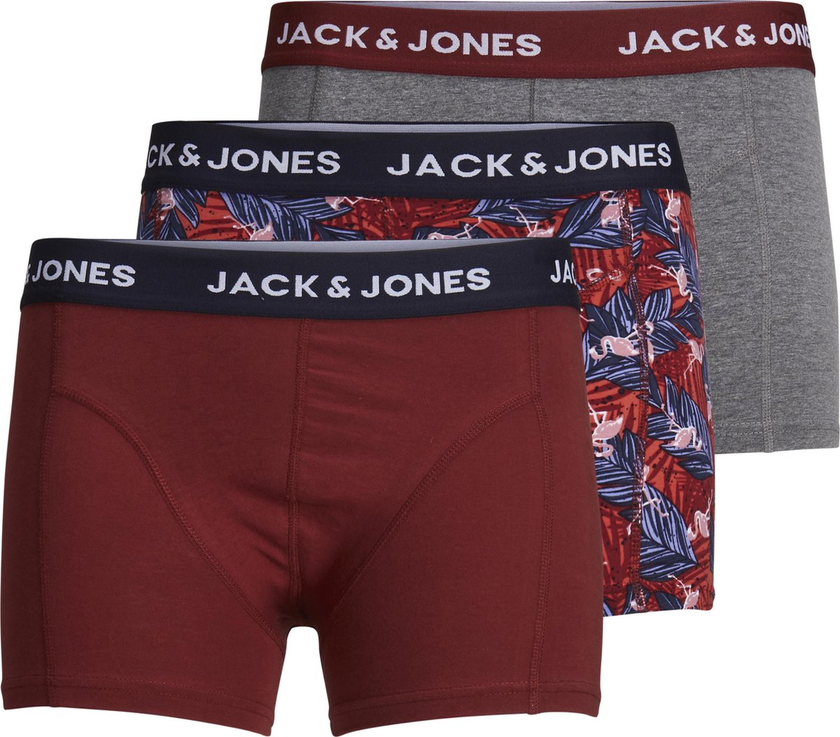 Jack & Jones Maat XL Jacred Flamingo Trunks 3 Pack Ltn 12192800 Rosewood/rosewoord